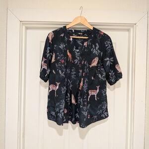 eShakti Black Nature Print Blouse